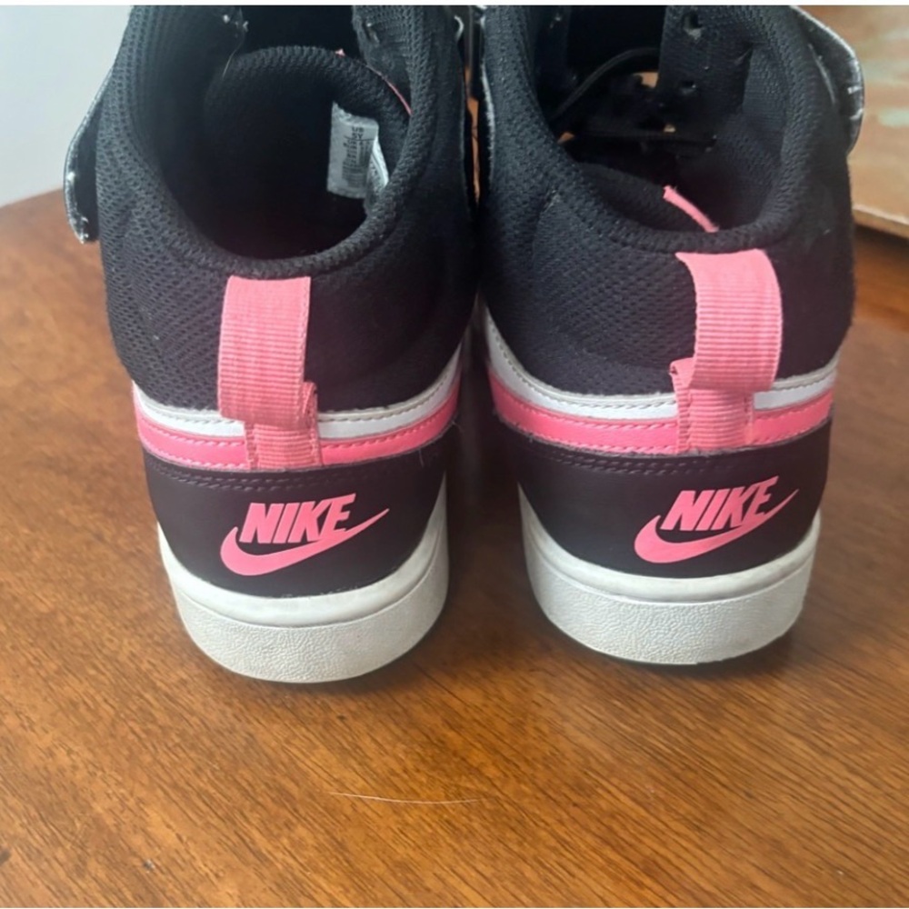 Nike High-Top Court Borough Mid 2 Sneakers - White, Black & Pink 5Y 37.5 - Picture 4 of 6